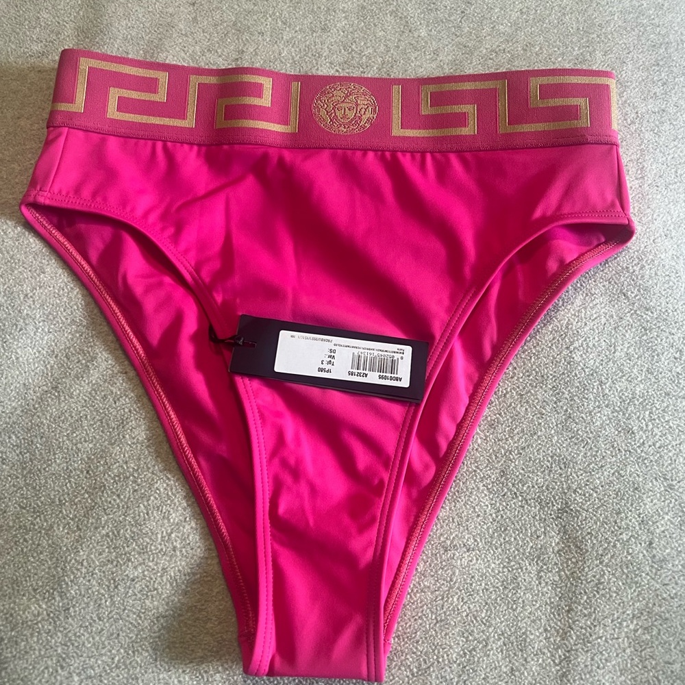 Versace Greca Border High Waisted Bikini Bottoms